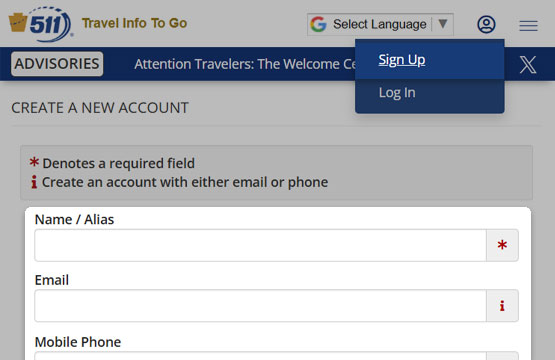 Signing up with 511PA
